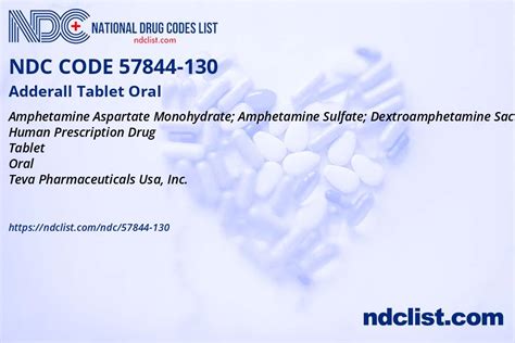 Ndc 57844 130 01 - NDC Code(s): 57844-105-01, ... 57844-130-01 Packager: Teva Pharmaceuticals USA, Inc. ADDERALL XR (dextroamphetamine sulfate, dextroamphetamine saccharate, amphetamine ... 